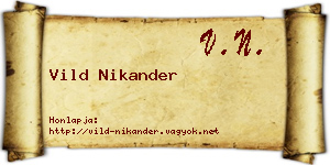 Vild Nikander névjegykártya
